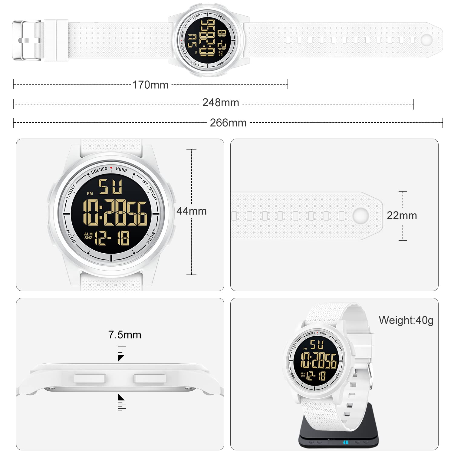 Foto 6 pulgar | Reloj Golden Hour, Ultrafino Y Minimalista, Resistente Al Agua Hasta 50 M - Venta Internacional.