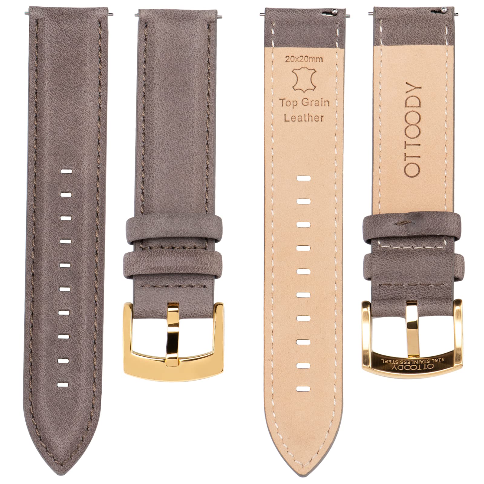Foto 4 pulgar | Pulsera de Reloj Ottoody Leather Quick Release Top Grain 18-22 mm - Venta Internacional