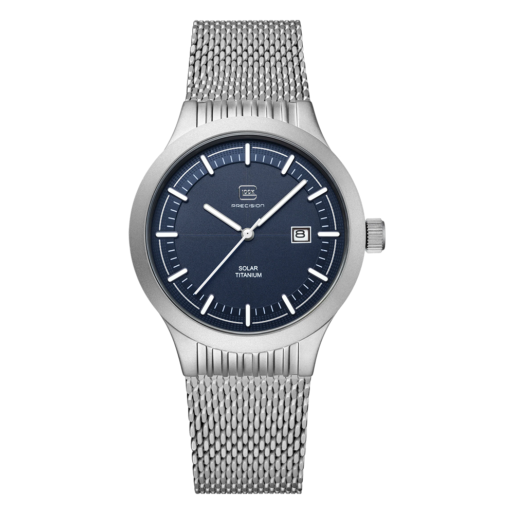 Reloj Glock Precision Silver Titanium, Caja De Titanio Y Correa De Malla Plateada - Venta Internacional.