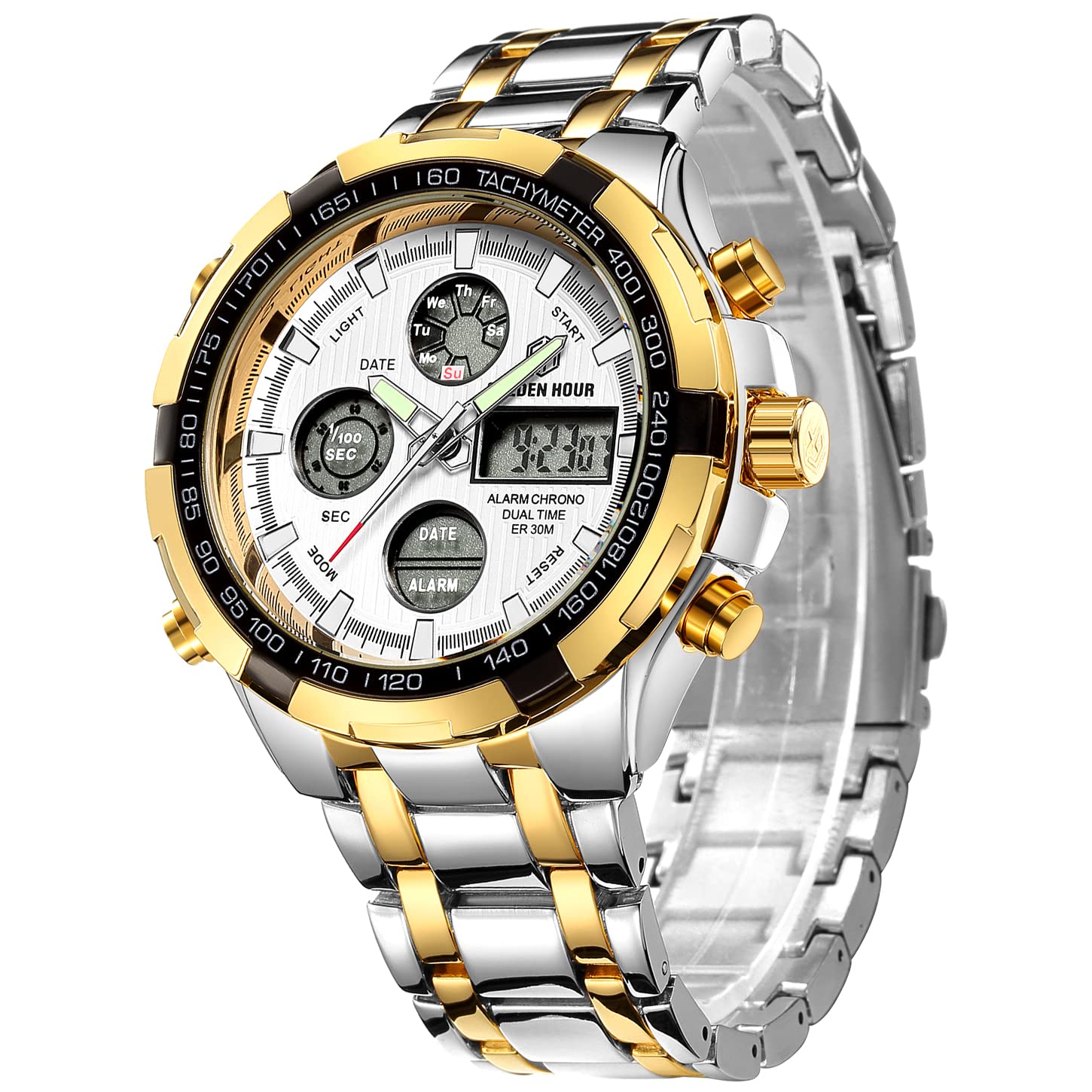 Foto 2 pulgar | Reloj Golden Hour De Lujo De Acero Inoxidable Analógico Digital Para Hombre A Prueba De Agua - Venta Internacional.