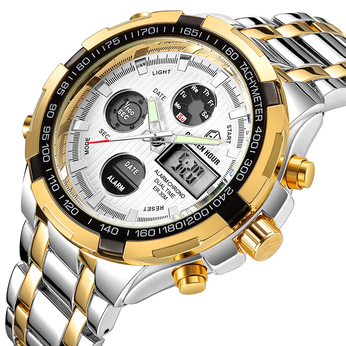 Foto 3 pulgar | Reloj Golden Hour De Lujo De Acero Inoxidable Analógico Digital Para Hombre A Prueba De Agua - Venta Internacional.