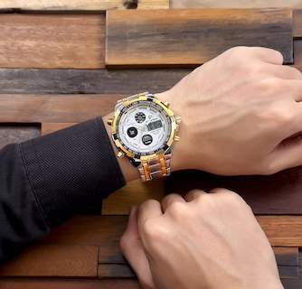 Foto 7 | Reloj Golden Hour De Lujo De Acero Inoxidable Analógico Digital Para Hombre A Prueba De Agua - Venta Internacional.