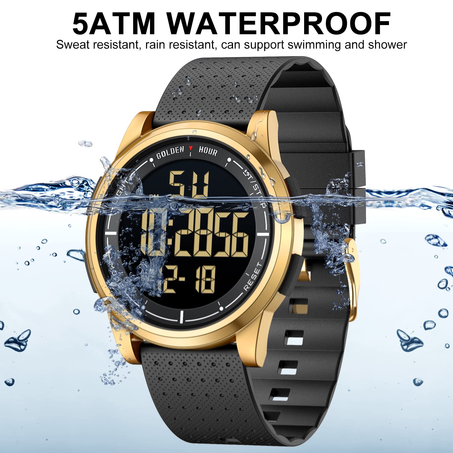 Foto 2 | Reloj Digital Ultrafino E Impermeable Golden Hour Para Hombre - Venta Internacional.