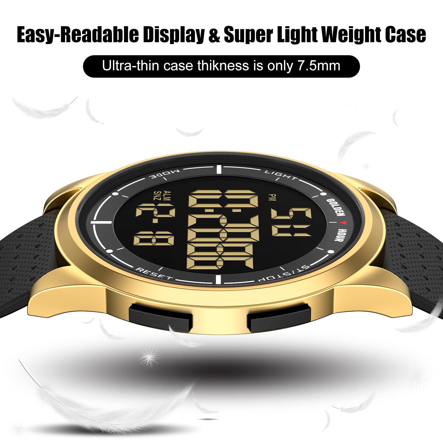 Foto 4 pulgar | Reloj Digital Ultrafino E Impermeable Golden Hour Para Hombre - Venta Internacional.