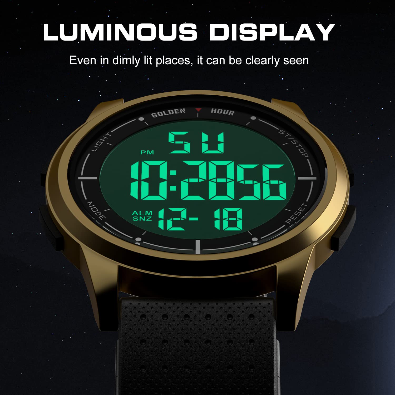 Foto 4 | Reloj Digital Ultrafino E Impermeable Golden Hour Para Hombre - Venta Internacional.