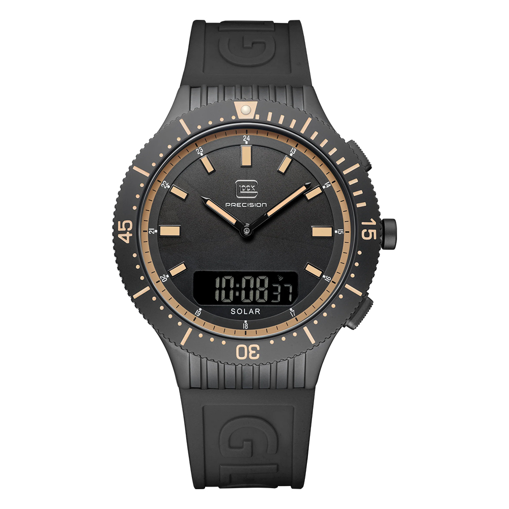 Foto 2 pulgar | Reloj Glock Precision Para Hombre, Caja De Acero Negro Y Correa Marrón - Venta Internacional.
