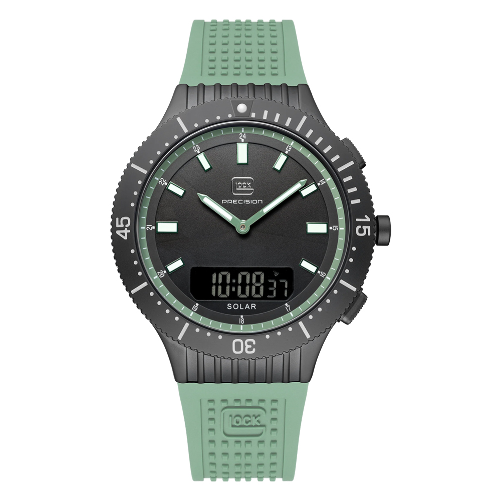 Reloj Glock Precision Para Hombre Con Caja De Acero Negra Y Correa Verde - Venta Internacional.