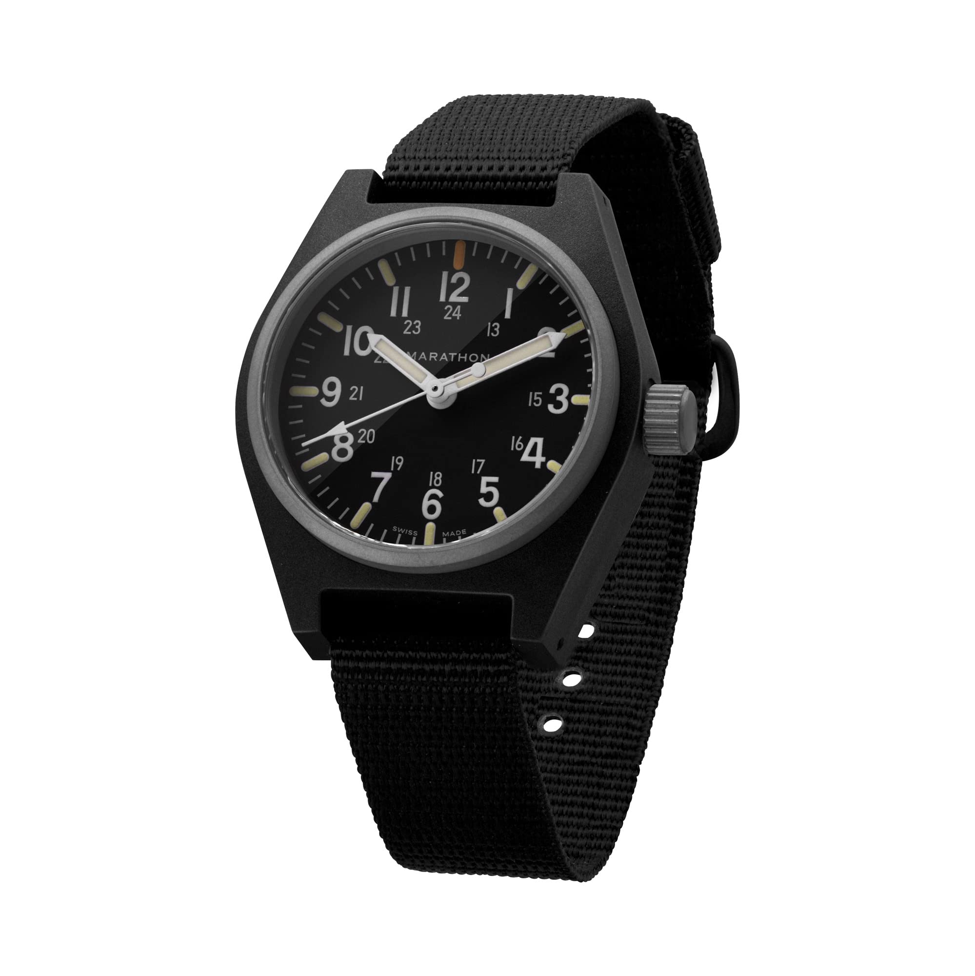 Foto 2 pulgar | Reloj Marathon De Cuarzo De Uso General De 34 Mm Negro Con Nailon St - Venta Internacional.