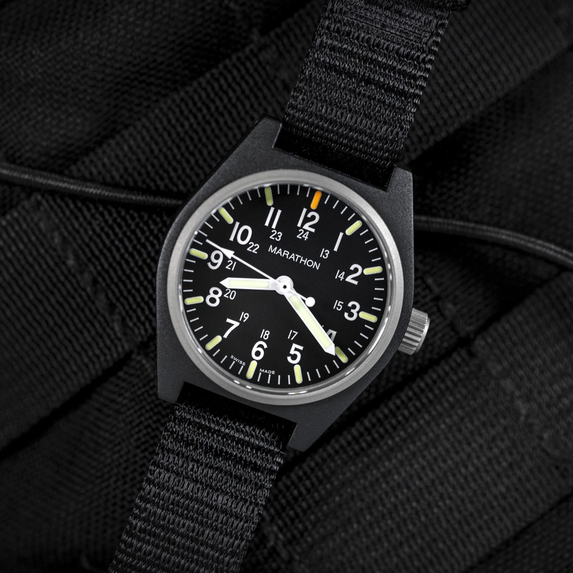 Foto 4 pulgar | Reloj Marathon De Cuarzo De Uso General De 34 Mm Negro Con Nailon St - Venta Internacional.