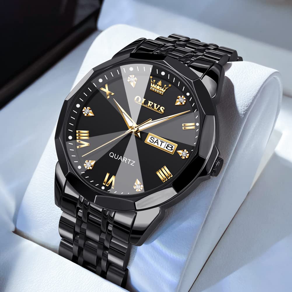 Foto 2 | Reloj Olevs Negro De Acero Inoxidable Impermeable Para Hombre - Venta Internacional.