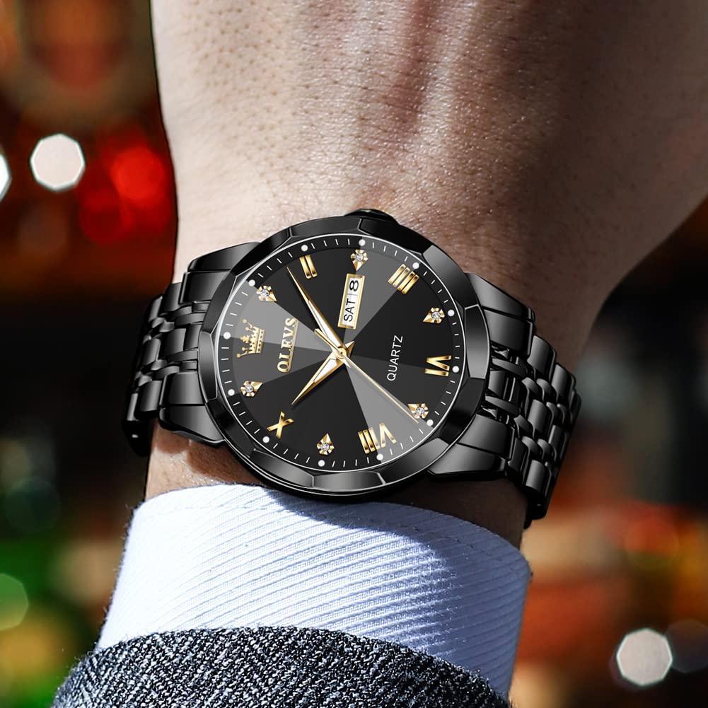 Foto 3 | Reloj Olevs Negro De Acero Inoxidable Impermeable Para Hombre - Venta Internacional.