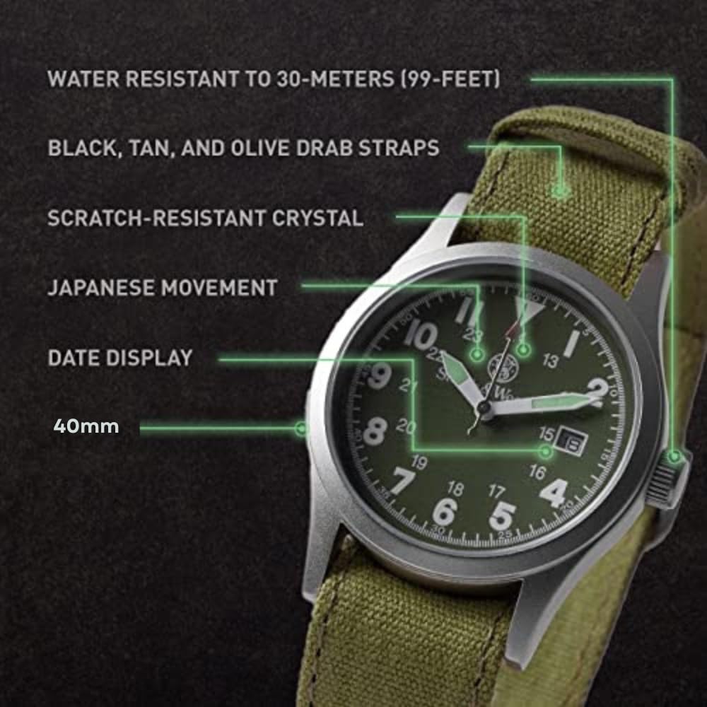Foto 4 pulgar | Reloj Smith & Wesson Military Para Hombre, 38 Mm, 3 Correas, Resistente Al Agua - Venta Internacional.