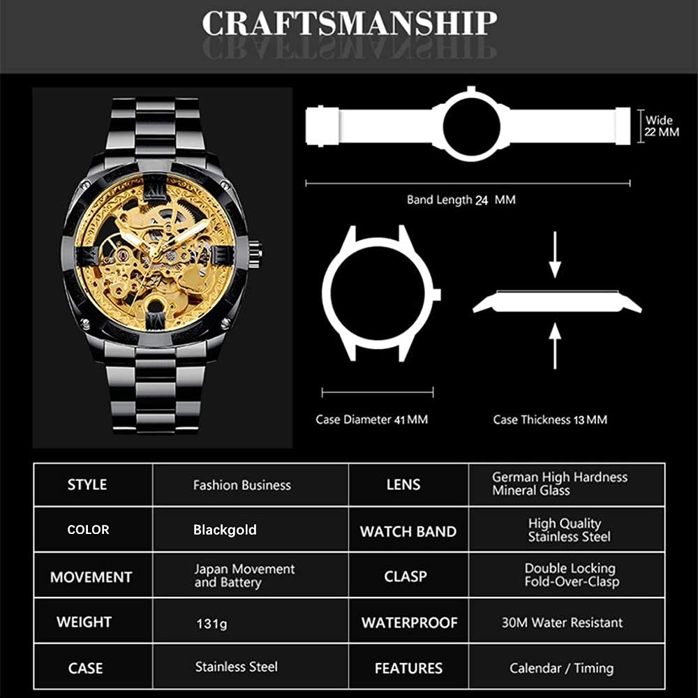 Foto 6 | Reloj Mecánico Tiong Skeleton De Acero Inoxidable Para Hombre - Venta Internacional.