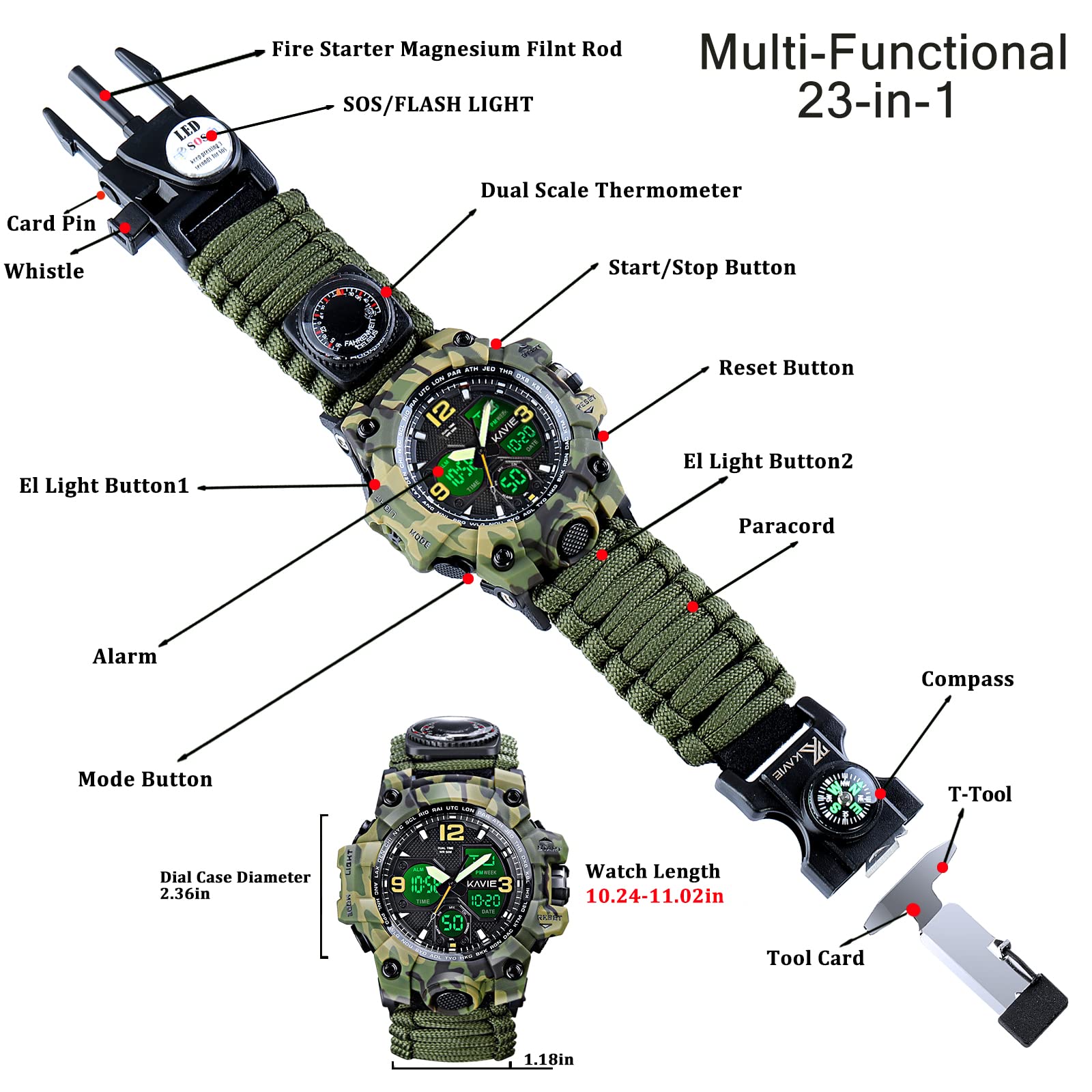 Foto 4 pulgar | Mira Kavie, Táctica Militar, Digital, 23 En 1, De Supervivencia Para Hombre - Venta Internacional.