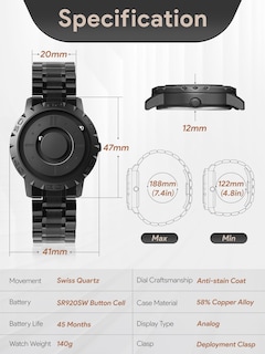 Foto 4 | Reloj Eutour Magnetic 3d Pvd De Cuarzo Suizo Impermeable Para Hombre - Venta Internacional.