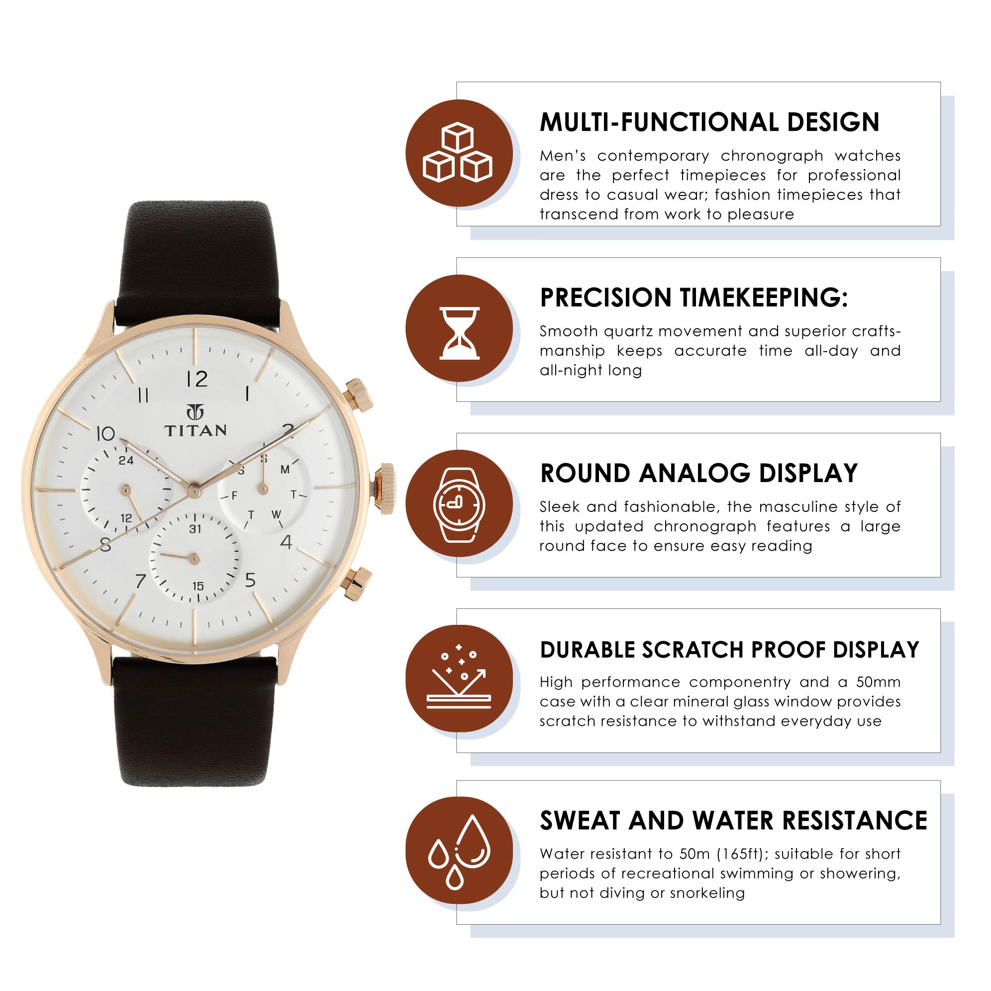 Foto 4 pulgar | Reloj Titan para Hombre Workwear On Trend Marrón - Venta Internacional
