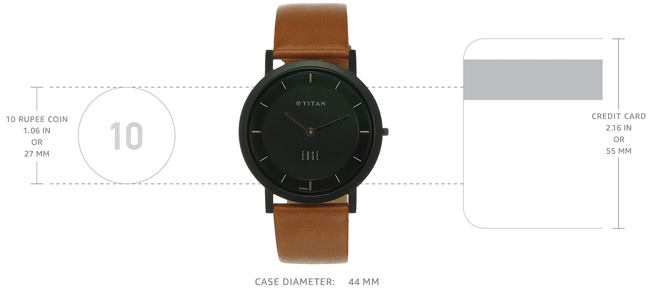 Foto 3 | Reloj Titan Edge para Hombre Marrón - Venta Internacional