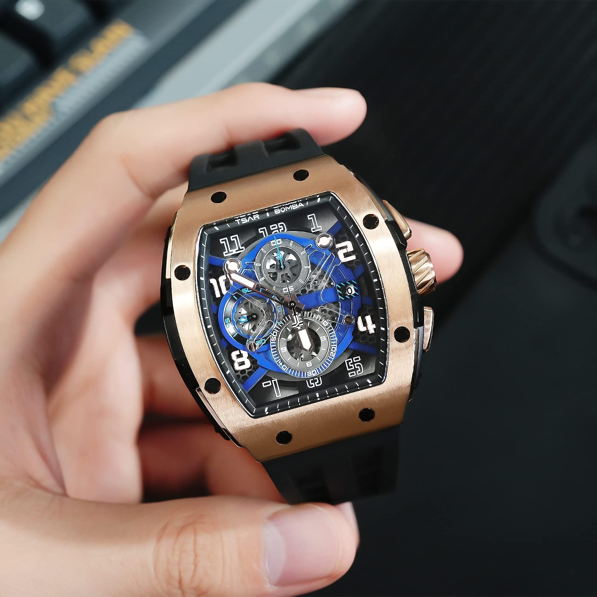 Foto 4 pulgar | Reloj Tsar Bomba Tonneau Luxury Waterproof 50 M Para Hombre 8211-gold - Venta Internacional.