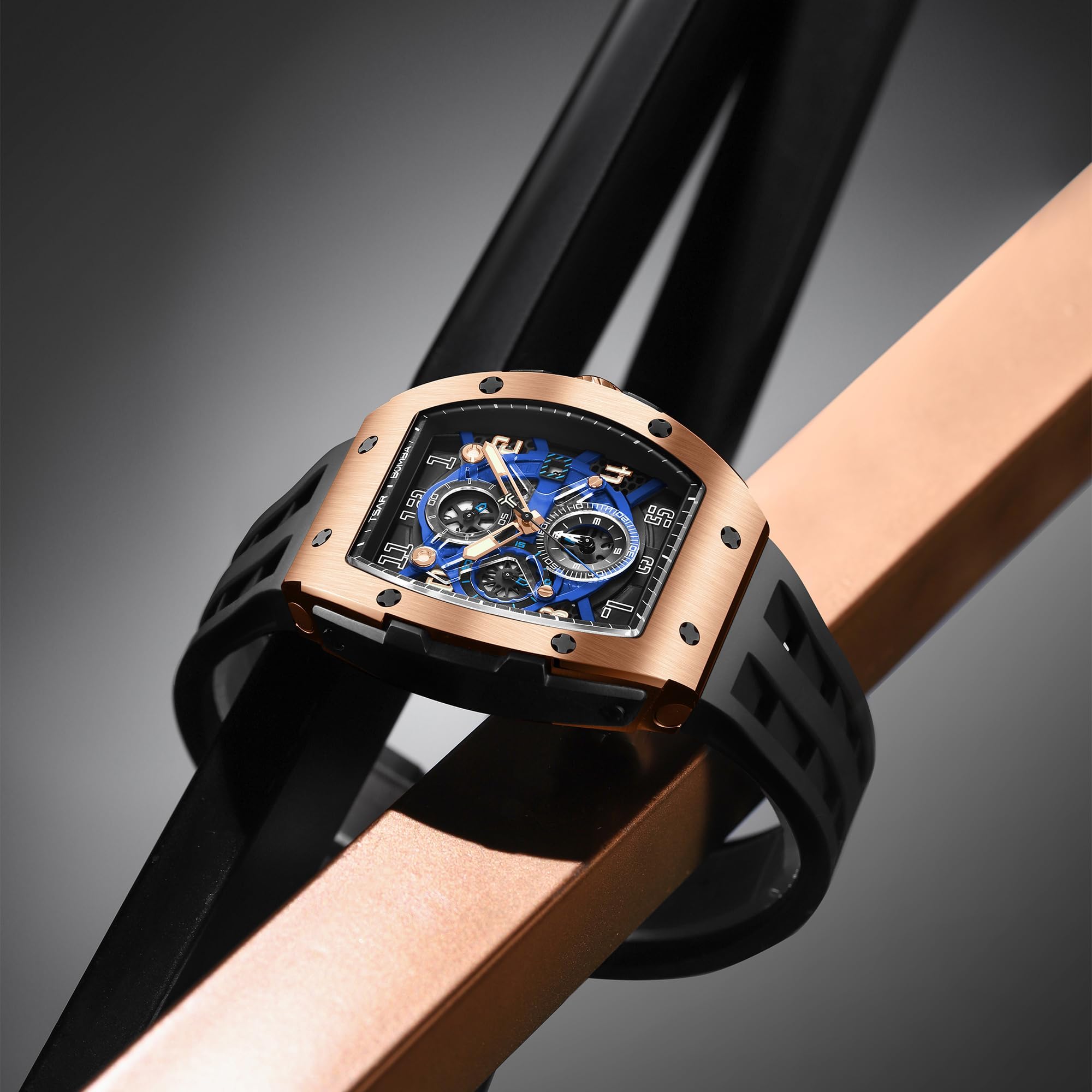 Foto 5 pulgar | Reloj Tsar Bomba Tonneau Luxury Waterproof 50 M Para Hombre 8211-gold - Venta Internacional.