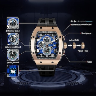 Foto 5 | Reloj Tsar Bomba Tonneau Luxury Waterproof 50 M Para Hombre 8211-gold - Venta Internacional.