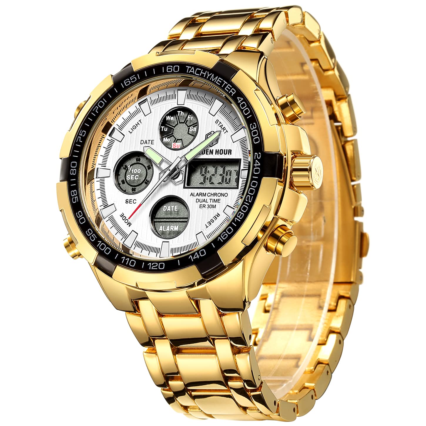 Foto 2 pulgar | Reloj Golden Hour De Lujo Analógico Digital De Acero Inoxidable Para Hombre - Venta Internacional.