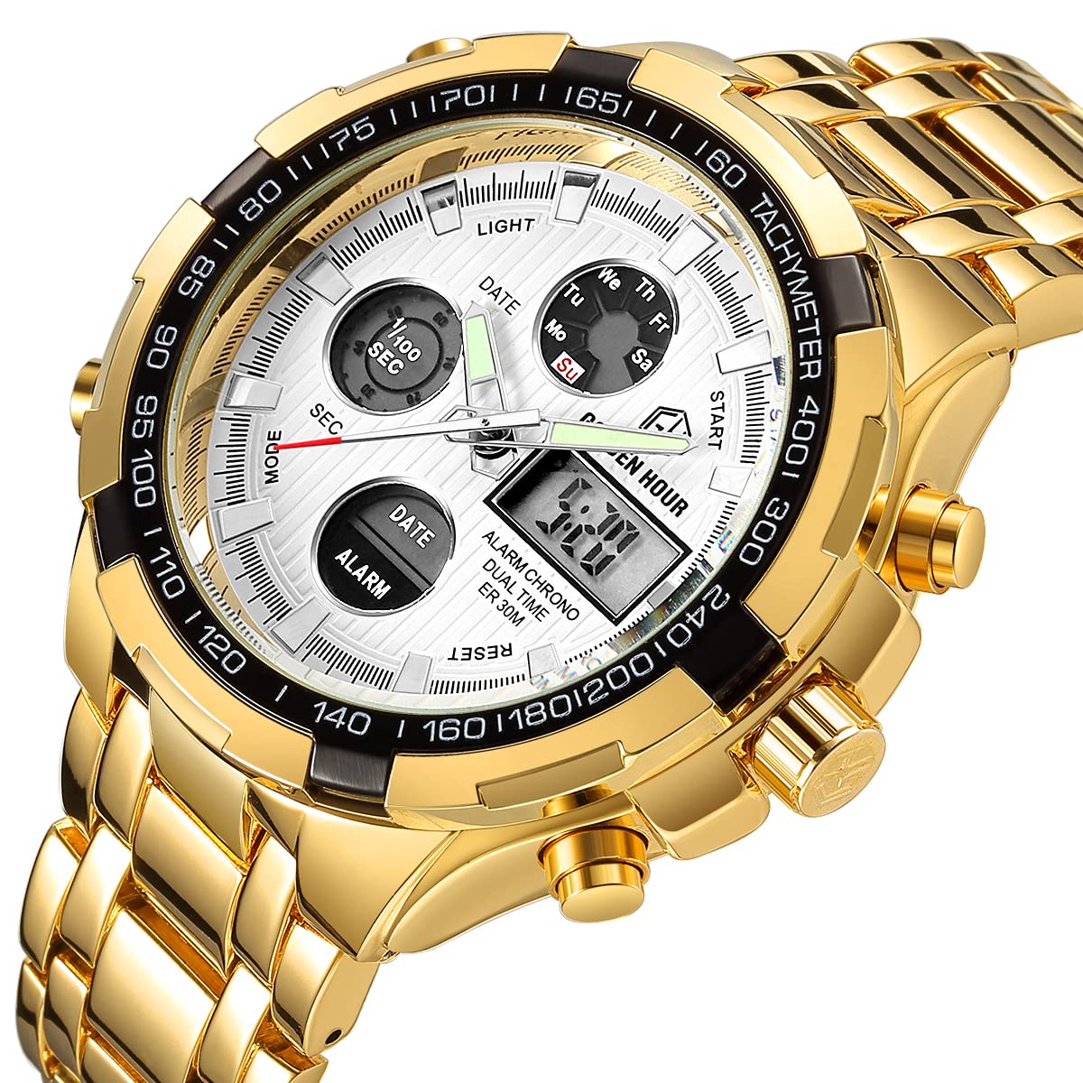 Foto 3 pulgar | Reloj Golden Hour De Lujo Analógico Digital De Acero Inoxidable Para Hombre - Venta Internacional.