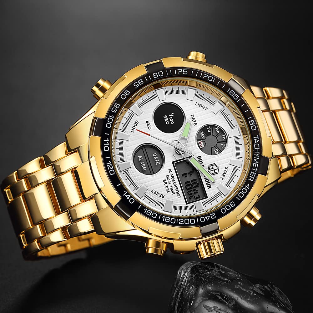 Foto 4 pulgar | Reloj Golden Hour De Lujo Analógico Digital De Acero Inoxidable Para Hombre - Venta Internacional.