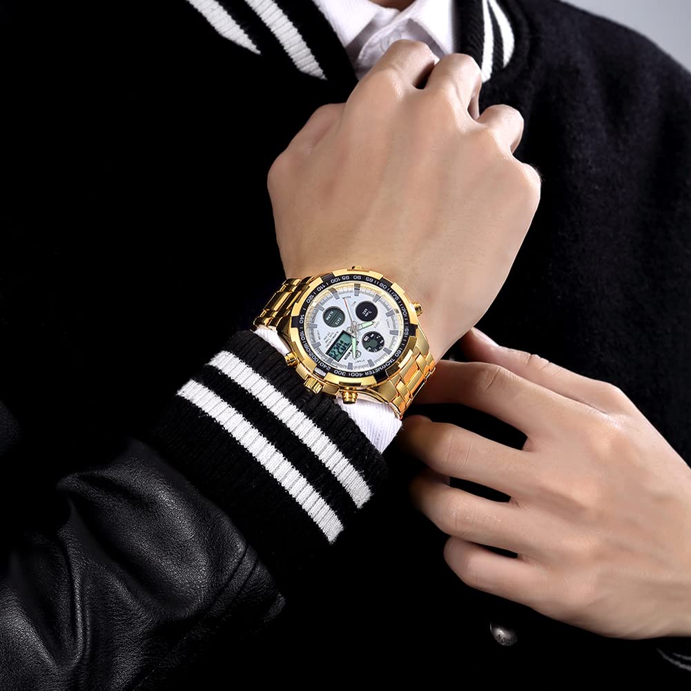 Foto 8 pulgar | Reloj Golden Hour De Lujo Analógico Digital De Acero Inoxidable Para Hombre - Venta Internacional.