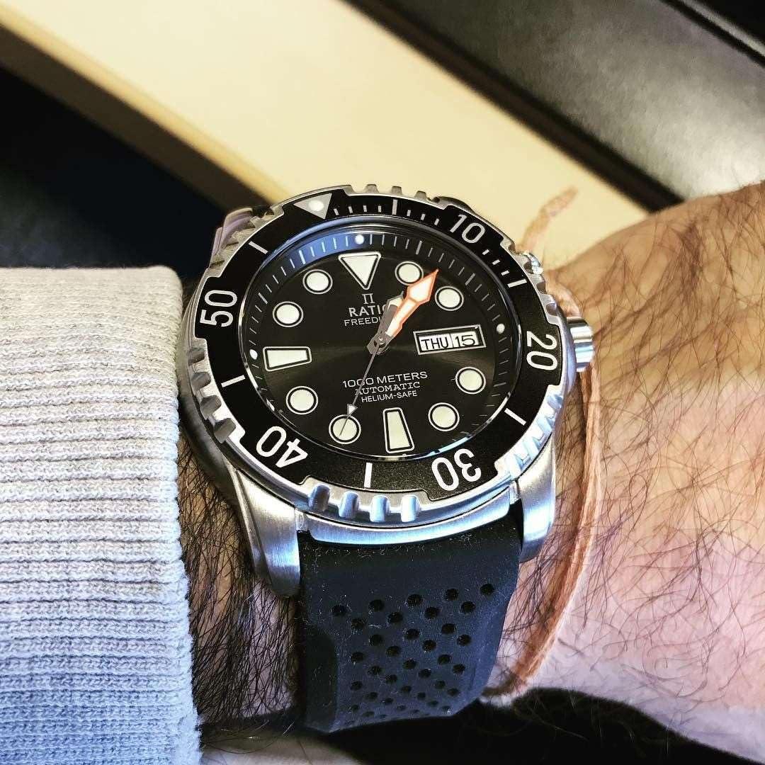 Foto 4 | Reloj De Buceo Ratio Freediver Helium-safe 1000m Para Hombre, Color Negro - Venta Internacional.