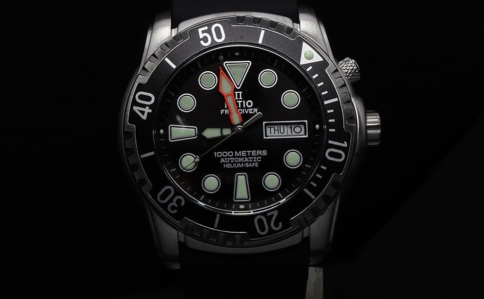 Foto 5 | Reloj De Buceo Ratio Freediver Helium-safe 1000m Para Hombre, Color Negro - Venta Internacional.