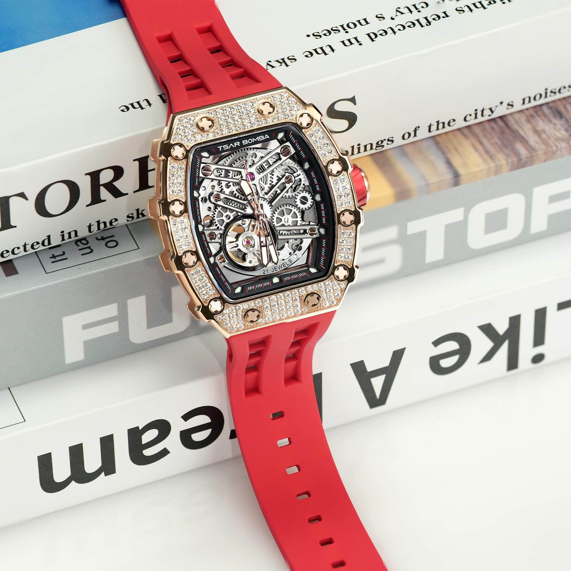 Foto 5 pulgar | Reloj Tsar Bomba Luxury Automatic Skeleton Tonneau para Hombre - Venta Internacional