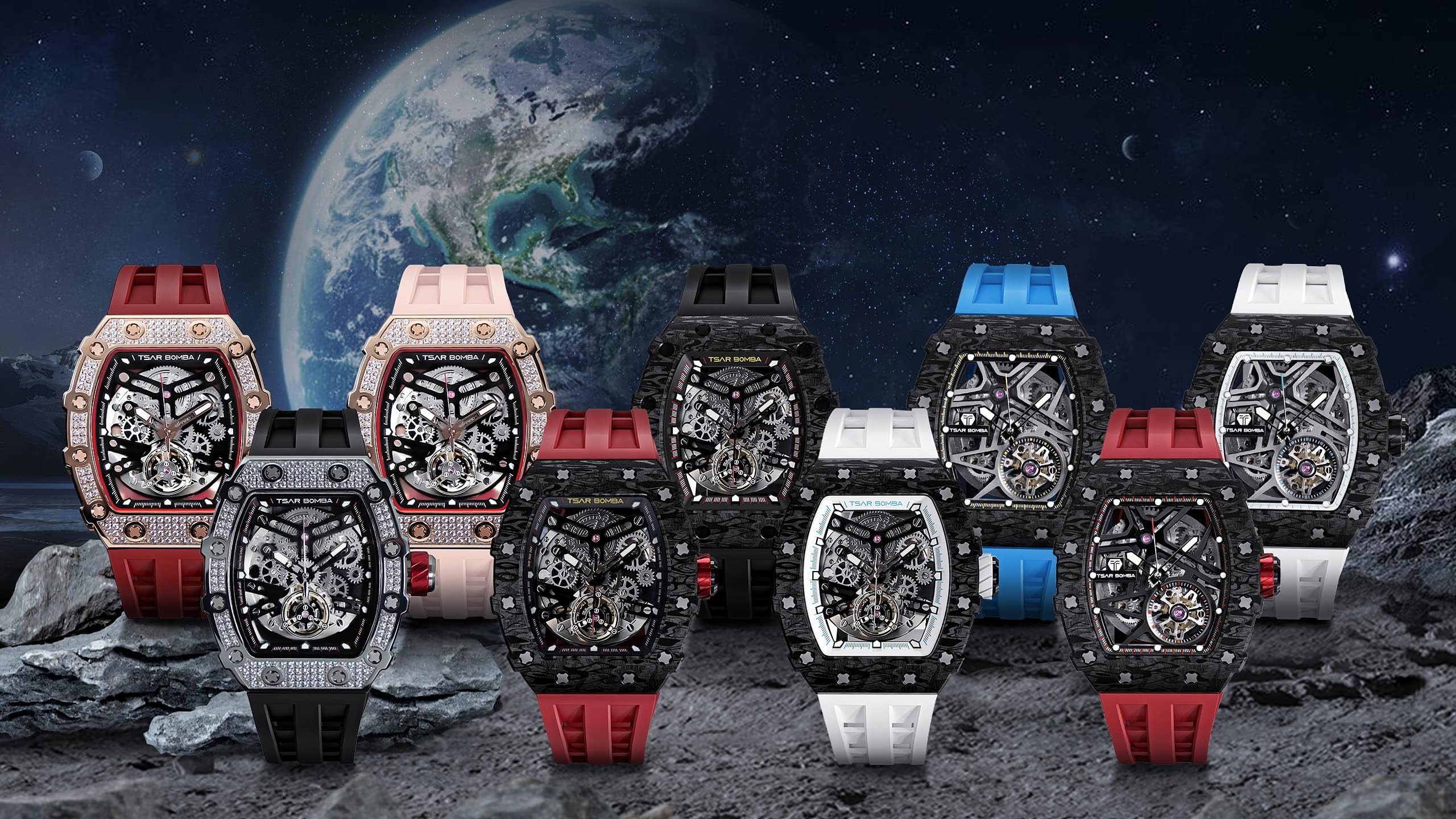 Foto 6 pulgar | Reloj Tsar Bomba Luxury Automatic Skeleton Tonneau para Hombre - Venta Internacional