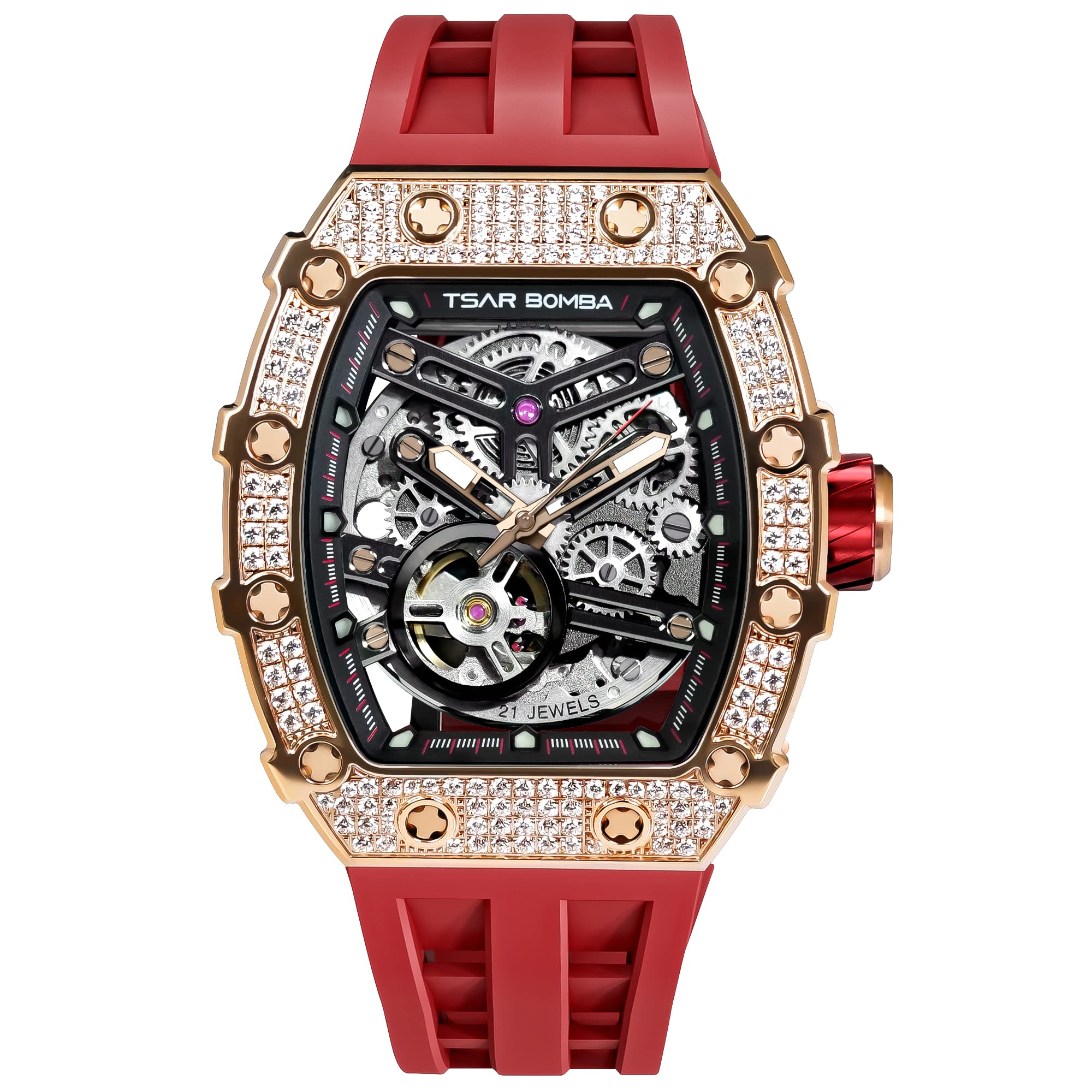 Foto 8 pulgar | Reloj Tsar Bomba Luxury Automatic Skeleton Tonneau para Hombre - Venta Internacional