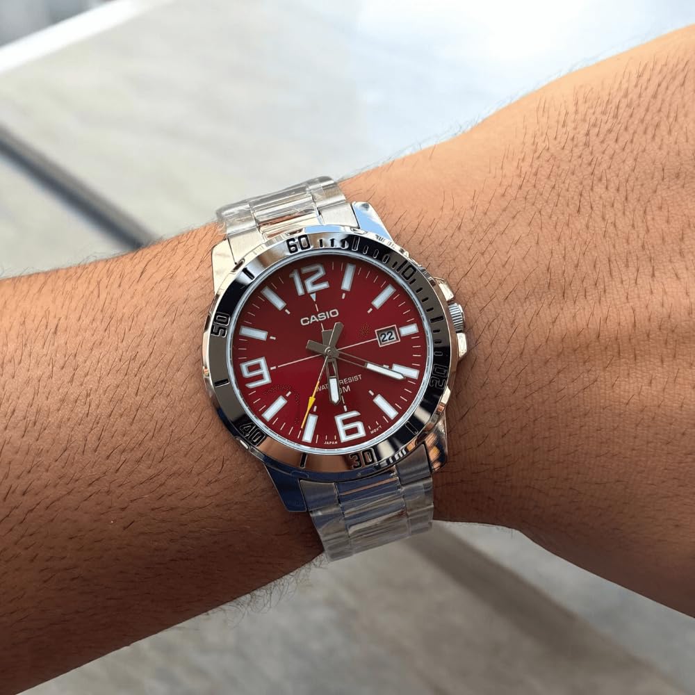 Foto 3 pulgar | Pulsera Para Hombre Con Esfera Roja Y Esfera Plateada De Reloj Casio Para Hombre - Venta Internacional.