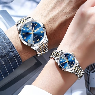Foto 6 | Reloj Olevs Azul Plateado Y Dorado Para Hombre De Acero Inoxidable - Venta Internacional.