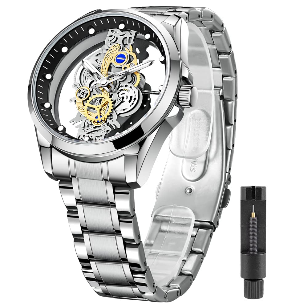 Reloj Tiong Skeleton Quartz Para Hombre  De Acero Inoxidable  Resistente Al Agua - Venta Internacional.