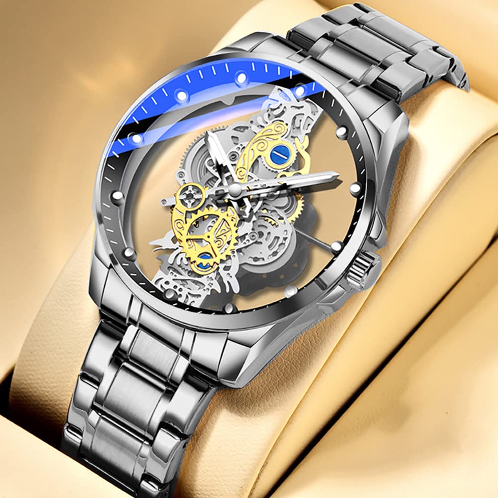 Foto 3 pulgar | Reloj Tiong Skeleton Quartz Para Hombre  De Acero Inoxidable  Resistente Al Agua - Venta Internacional.