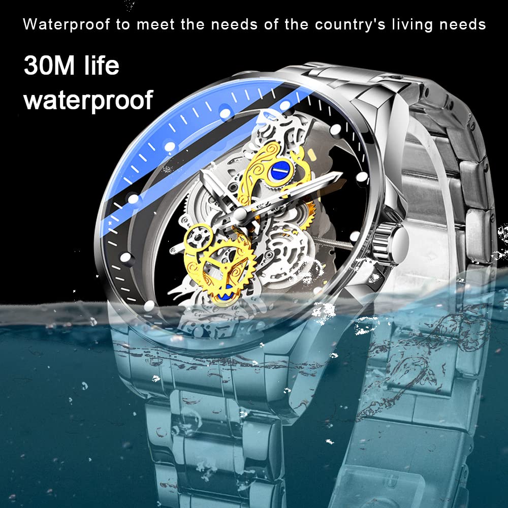 Foto 5 pulgar | Reloj Tiong Skeleton Quartz Para Hombre  De Acero Inoxidable  Resistente Al Agua - Venta Internacional.