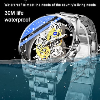 Foto 4 | Reloj Tiong Skeleton Quartz Para Hombre De Acero Inoxidable Resistente Al Agua - Venta Internacional.