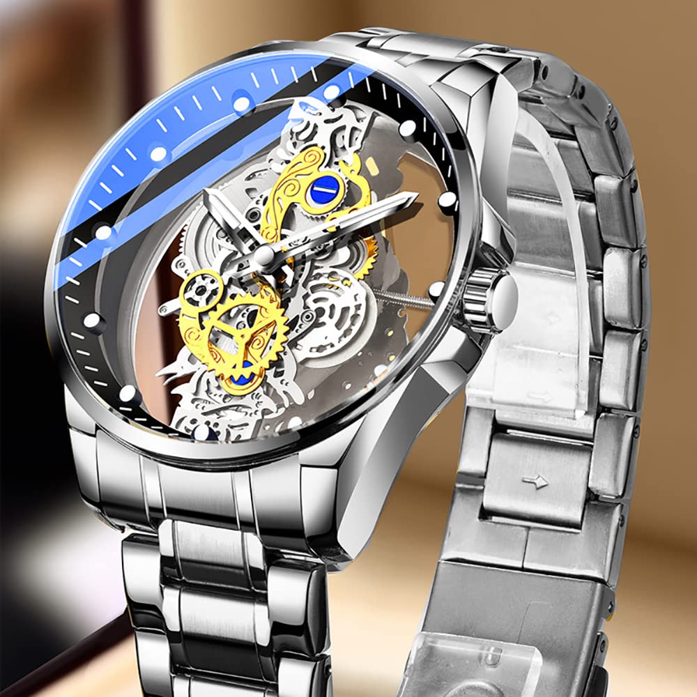 Foto 7 | Reloj Tiong Skeleton Quartz Para Hombre  De Acero Inoxidable  Resistente Al Agua - Venta Internacional.