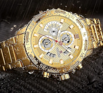 Foto 2 | Reloj Despertador Huoguo Para Hombre Deportivo Impermeable Dorado - Venta Internacional.