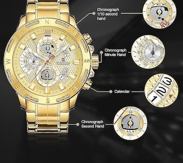 Foto 4 | Reloj Despertador Huoguo Para Hombre Deportivo Impermeable Dorado - Venta Internacional.