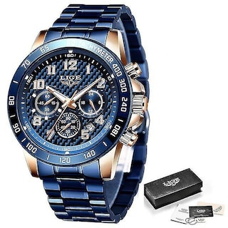 Foto 1 | Reloj De Pulsera Huoguo Alarm Clocks Chronograph Para Hombre Con Correa Azul - Venta Internacional.