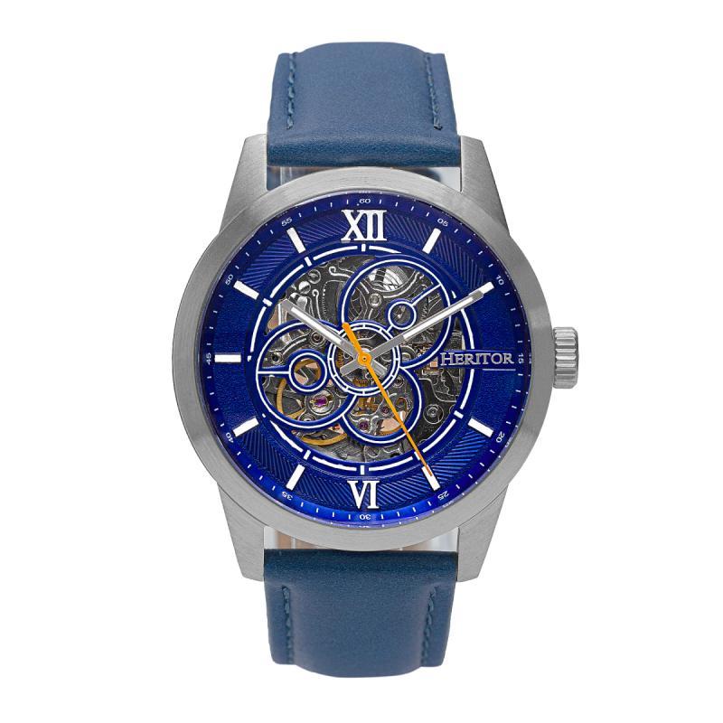 Foto 2 pulgar | Reloj Heritor Automatic Jonas Leather-band Skeleton Plateado/azul - Venta Internacional.