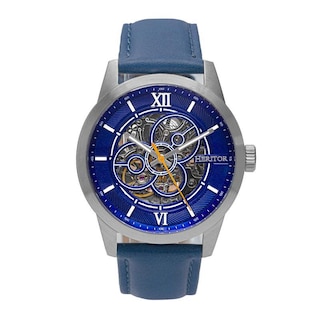 Foto 1 | Reloj Heritor Automatic Jonas Leather-band Skeleton Plateado/azul - Venta Internacional.