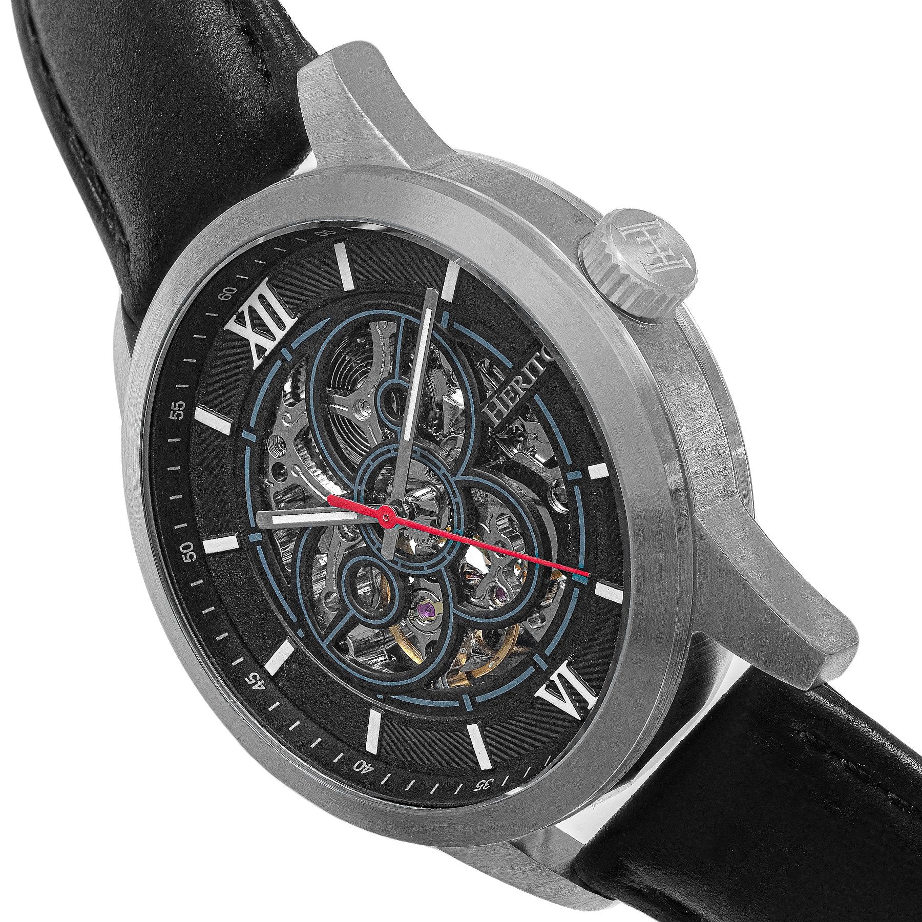 Foto 4 | Reloj Heritor Automatic Jonas Leather-band Skeleton Plateado/azul - Venta Internacional.