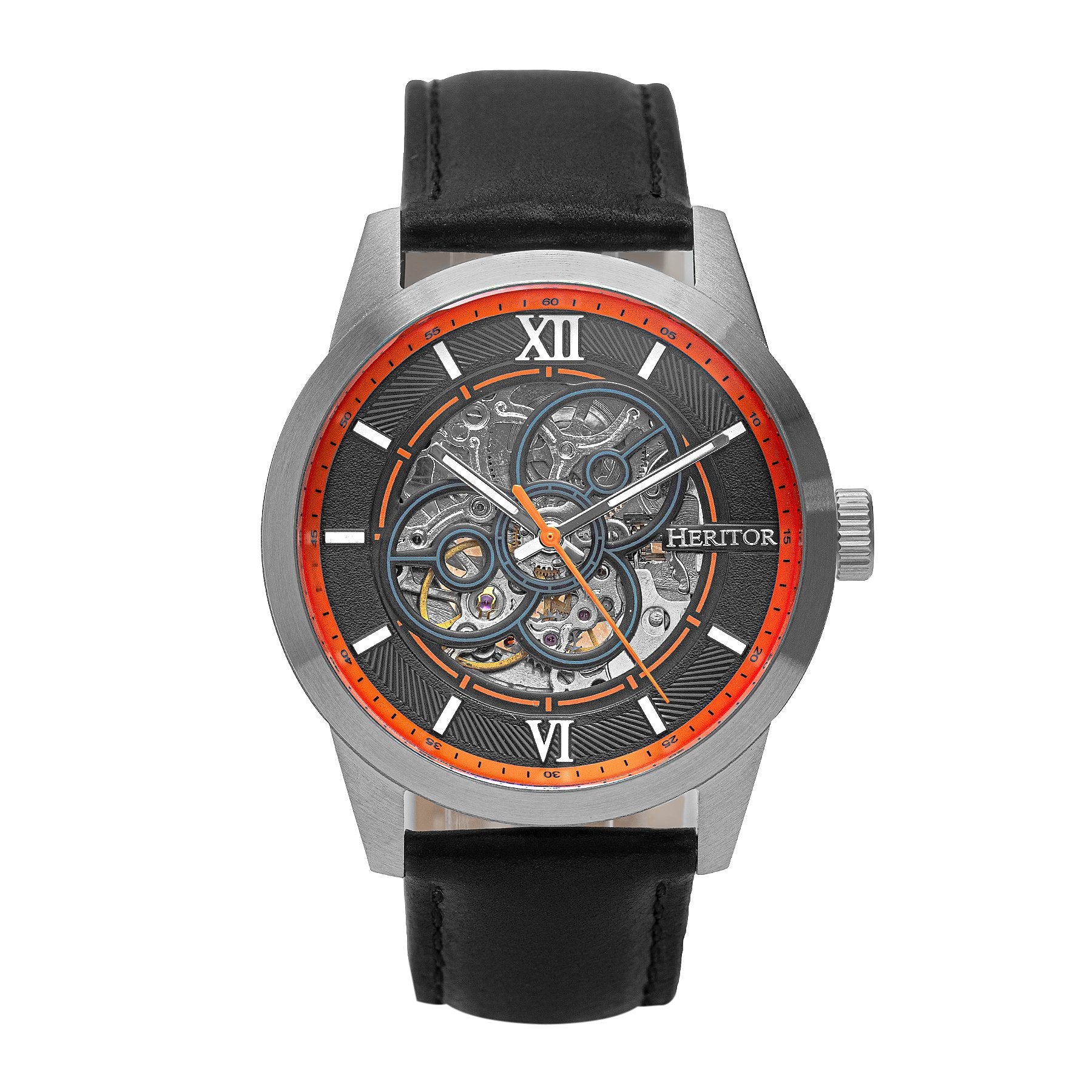 Foto 5 | Reloj Heritor Automatic Jonas Leather-band Skeleton Plateado/azul - Venta Internacional.