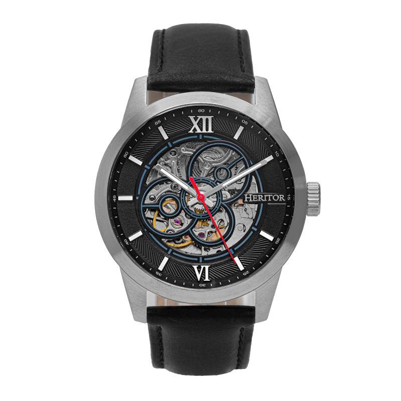 Foto 7 | Reloj Heritor Automatic Jonas Leather-band Skeleton Plateado/azul - Venta Internacional.