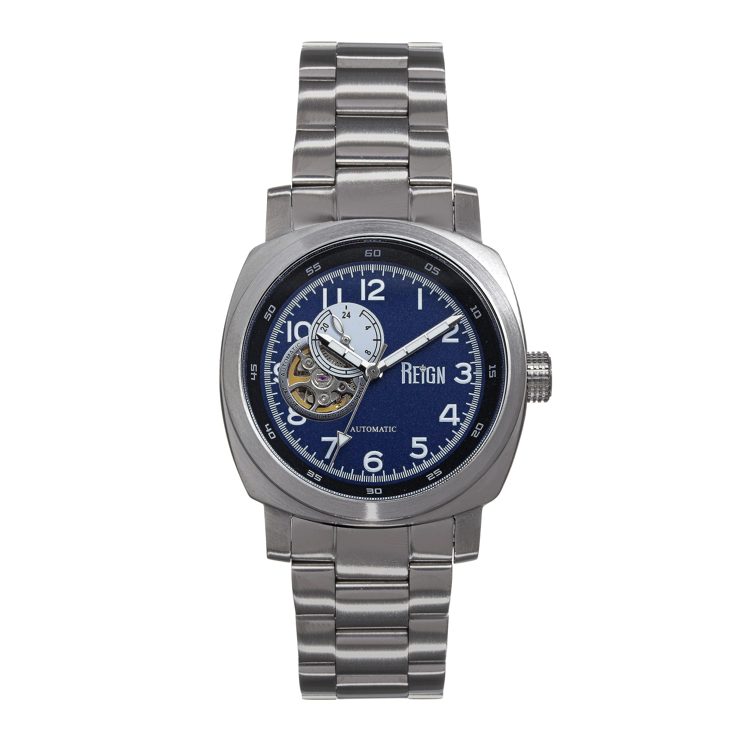 Foto 2 pulgar | Reloj Reign Impaler Semi-skeleton Azul/plateado De Acero Inoxidable - Venta Internacional.