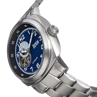 Foto 3 | Reloj Reign Impaler Semi-skeleton Azul/plateado De Acero Inoxidable - Venta Internacional.